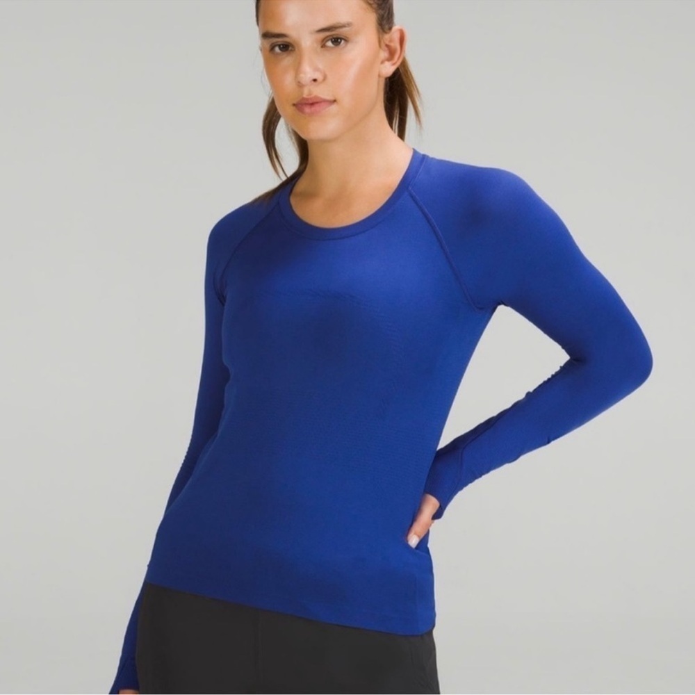 Lululemon Swiftly Tech LS 2.0 Long Sleeve Top Size 8 Blue Thumbholes